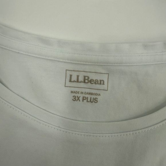 LL Bean Top Women 3X Plus White Jewlneck Tee Elbow Sleeves Cotton Minimalist - Picture 4 of 9